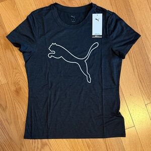 Puma Black Tee with White Jumping Cat Logo